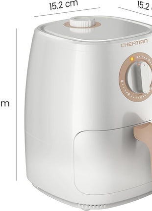 Chefman TurboFry 2-Quart Air Fryer, Dishwasher Safe Basket & Tray, Use Little to No Oil For Healthy Food, 60 Minute Timer, Fry Healthier Meals Fast, Heat And Power Indicator Light, Temp Control, White
