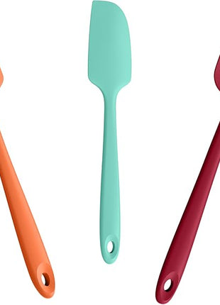 3-Piece Silicone Spatula Scrapers: Doosu 600°F Heat Resistant Food Grade Kitchen BPA Free Rubber Baking Cooking Tool Nonstick Utensil Set for Mixing, Scraping, Folding, Stirring, Serving (Multi-5)