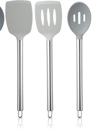 COOK WITH COLOR Silicone Cooking Utensils, Kitchen Utensil Set, Easy to Clean Silicone Kitchen Utensils, Cooking Utensils for Nonstick Cookware, Kitchen Gadgets Set, 5 Pieces, Grey Ombre