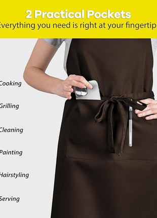 ROTANET Extra Large Apron for Men Adjustable Bib Aprons with 2 Pockets Cooking Kitchen Women Chef Water & Oil Resistant