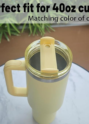 40 OZ Tumbler Lid Replacement Fit for Stanley Cup, 2 Pack Clear Replacement Lids Fit for Stanley Travel Tumbler, Spill Proof Tumbler Covers for Stanley Cup Accessories (Yellow)