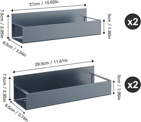 4 Pack Moveable Fridge Magnetic Spice Racks,Metal Grey