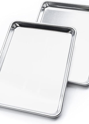 KITCHENATICS Jelly Roll Size Baking Sheet Pans, Premium Quality Aluminum Cookie Sheets for Roasting & Baking, Rimmed Nonstick Sheet Pans - Warp Free, Durable & Easy Clean - 10.6" x 15.6" IN, Set of 2