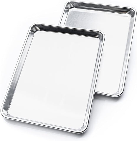 KITCHENATICS Jelly Roll Size Baking Sheet Pans, Premium Quality Aluminum Cookie Sheets for Roasting & Baking, Rimmed Nonstick Sheet Pans - Warp Free, Durable & Easy Clean - 10.6" x 15.6" IN, Set of 2