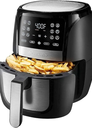 Gourmia Air Fryer Oven Digital Display 6 Quart Large AirFryer Cooker 12 Touch Cooking Presets, XL Air Fryer Basket 1500w Power Multifunction Stainless Steel FRY FORCE 360° (6 QT)