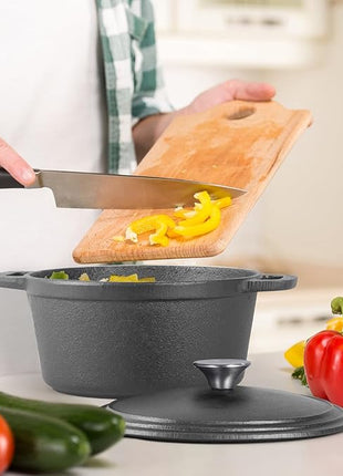 COMMERCIAL CHEF 3.4 Quart Cast Iron Dutch Oven with Dome Lid and Handles