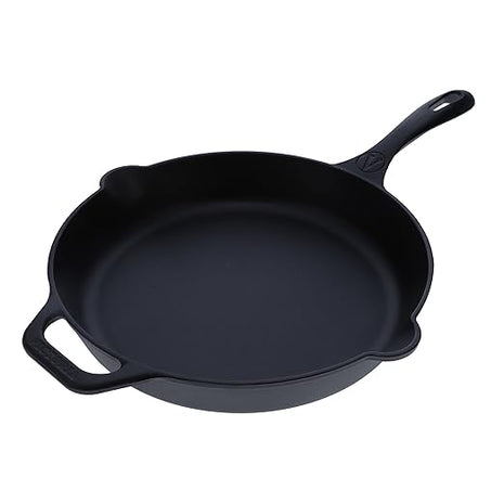 Victoria 12-Inch Cast Iron Skillet, Pre-Seasoned Cast-Iron Frying Pan with Long Handle, Made in Colombia