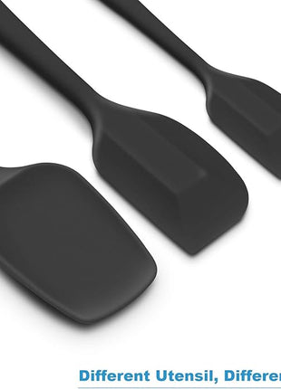 Silicone Spatula 3-piece Set, Ergonomic Handle High Heat-Resistant Spatulas, Non-stick Rubber Spatulas with Stainless Steel Core, Black