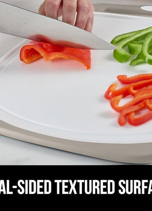 GORILLA GRIP BPA-Free Reversible Kitchen Cutting Board Set of 3, US Designed, Nonporous, Juice Grooves Catch Liquid, Slip Resistant Border, Dishwasher Safe, Durable Large Food Chopping Boards, Almond