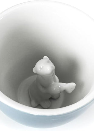 Creature Cups Sea Otter Ceramic Mug – 11 oz Gray Blue Coffee Cup with Hidden 3D Otter Inside – Unique Gift for Coffee, Tea & Ocean Lovers