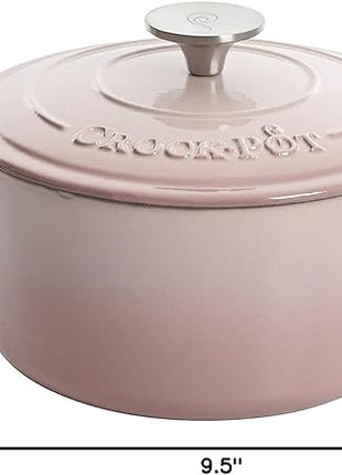 Crock-Pot Artisan Round Enameled Cast Iron Dutch Oven, 5-Quart, Blush Pink
