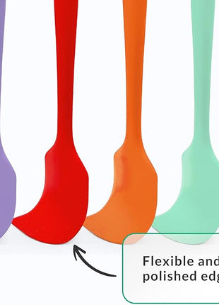 Elihome Chef Series 3 Piece Silicone Spatula Set - 600°F Heat Resistant Non Stick Rubber Kitchen Scraper Spatulas for Cooking, Baking, and Mixing – BPA Free and LFGB Certified Silicone (Red)