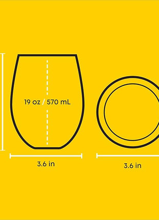 JoyJolt Disney Winnie the Pooh Gold Sketch Stemless Drinking Glasses Set of 4, 19oz Glass Cups ft Pooh Bear Tigger Piglet Eeyore, Disney Kitchen Glassware Set, Winnie the Pooh Adult Gifts