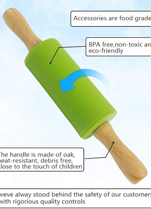 Koogel 2PCS Small Rolling Pin, 9 Inch Kids Rolling Pin for Baking Supplies, Playdough, Wooden Handle Dough Rollers