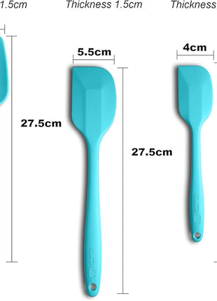 Silicone Spatula 3-piece Set, Ergonomic Handle High Heat-Resistant Spatulas, Non-stick Rubber Spatulas with Stainless Steel Core, Macaron Blue