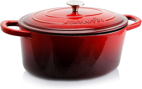 Crock-Pot Artisan Oval Enameled Cast Iron Dutch Oven, 7-Quart, Scarlet Red