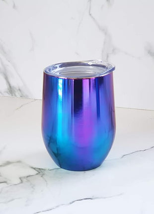 CHILLOUT LIFE 12 oz Stainless Steel Wine Tumbler with Lid - Double Wall Vacuum Insulated Wine Cup Glass Keeping Cold & Hot for Coffee, Champagne, Cocktails, Ice Cream - Dishwasher Safe Color