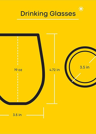 JoyJolt Hello Kitty Sweet Rainbow Stemless Drinking Glasses Set of 4, 19oz Glass Cups, Kawaii Kitchen Glassware Sets, Sanrio Hello Kitty Merch, Teardrop Tumblers for Water, Juice, Coffee, Iced Tea