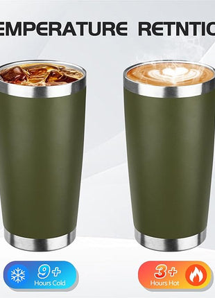 StarSpeed 20oz Tumbler Bulk with Lid, Stainless Steel Insulated Tumblers Double Wall Vacuum Insulated Travel Mug, Powder Coated Coffee Cups for Hot and Cold Drinks(Navy Green,1)