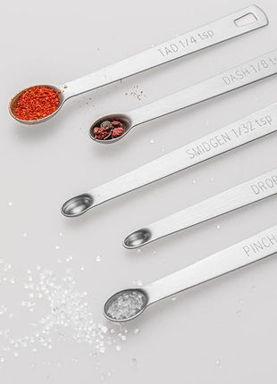 5 Pcs Mini Measuring Spoons Set, Stainless Steel Small Measuring Spoons Tad 1/4 tsp, Dash 1/8 tsp, Pinch 1/16 tsp, Smidgen 1/32 tsp, Drop 1/64 tsp for Home Kitchen Baking Cooking Gifts