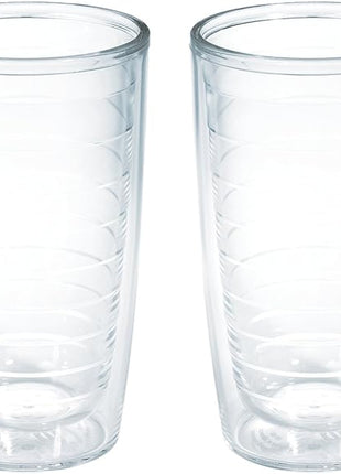 Tervis Clear & Colorful Tabletop Made in USA Double Walled Insulated Tumbler Travel Cup Keeps Drinks Cold & Hot, 16oz - 2pk, Clear