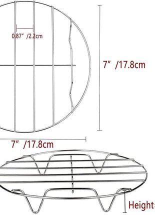 TamBee 7 Inch Round Cooking Rack Air Fryer Rack Cooking Steaming 304 Stainless Steel Round Rack Cross Wire w Stand Cookware for Air Fryer Pressure Cooker Canning 2Pcs(2,7Inch)