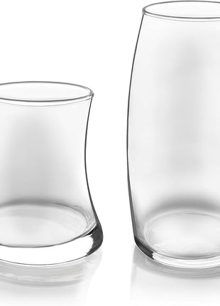 Libbey Swerve Drinking Glasses Set of 16, Dishwasher Safe, Chip Resistant Everyday Drinking Glasses, Fun and Edgy Set of Glasses for Special Events