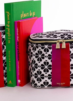 kate spade new york Acrylic Tumbler with Lid and Straw, 24 oz Tumbler, Slim Double Wall Tumbler, Spade Flower Stripe