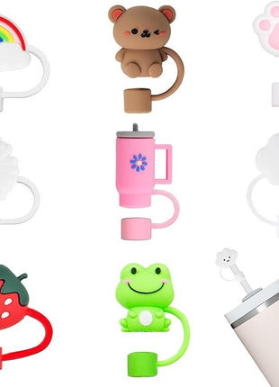 8P Straw Cover for Stanley Cup, Silicone Straw Topper for Stanley Cup 30&40oz with Tumblers, 10mm 0.4in Lid Accessories (Reusable)