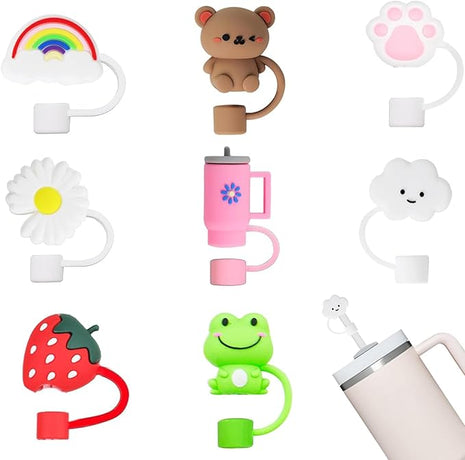 8P Straw Cover for Stanley Cup, Silicone Straw Topper for Stanley Cup 30&40oz with Tumblers, 10mm 0.4in Lid Accessories (Reusable)