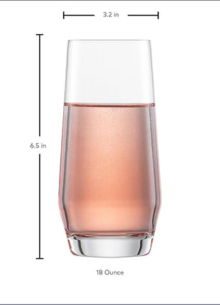 ZWIESEL GLAS Pure Longdrink Glass (Set of 6), Bar Glasses for Long Drinks, Dishwasher-Safe Tritan Crystal Glasses, Made in Germany (18 Ounce)