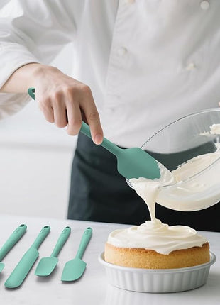 Coukre Silicone Spatula Set of 5,High Temperature Resistant, Food Grade Silicone, Dishwasher Safe, for Baking, Cooking (Pure Aqua Green)