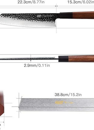 FINDKING Dynasty Series Japanese Kiritsuke Knife, Multi-Purpose Gyuto Chef knife, 9Cr18MoV High Carbon Steel Blade, African Rosewood Octagonal Handle, for Meat, Fruits, Vegetables,9 Inches