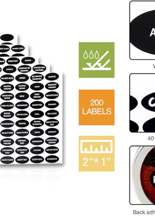 24 Magnetic Spice Tins, 200 Spice Labels, 4 Stainless Steel Measuring Spoons Magnetic Spice Containers Organizer Storage Condiment Jar Set of 24, Clear Lid, Sift and Pour