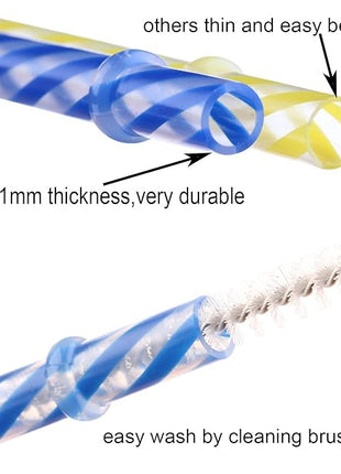 Dakoufish 12 Piece 11 Inch Reusable Plastic Thick Replacement Straws for 16 OZ 20 OZ 30 OZ Stanley,YETI,Starbucks, Owala Tumblers with Brush (11inch, Mix 12color)