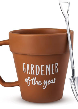 Upper Midland Products Gardener Mug Coffee Plant Novelty Ceramic Mug & Shovel Spoon Gifts for Gardener Women, Man, Son & Daughter present for Nature Lovers, Holidays, Birthday Gifts