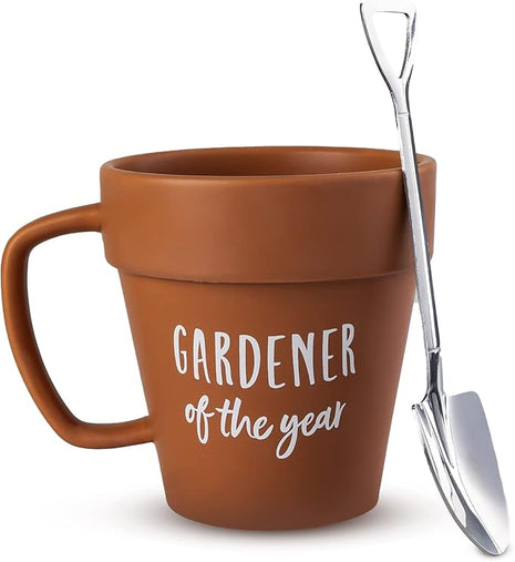 Upper Midland Products Gardener Mug Coffee Plant Novelty Ceramic Mug & Shovel Spoon Gifts for Gardener Women, Man, Son & Daughter present for Nature Lovers, Holidays, Birthday Gifts