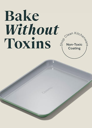 Caraway Nonstick Ceramic Small Baking Sheet Duo (9x13”) – Non-Toxic, PTFE & PFOA Free – Oven Safe – Aluminized Steel Core – Mini Sheet Pan for Baking, Roasting & More - Sage
