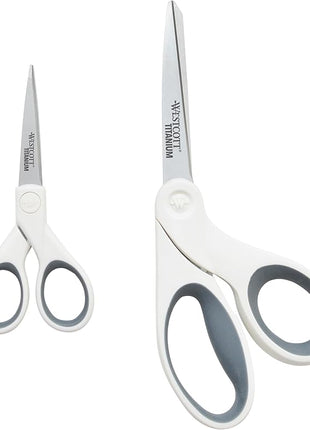 Westcott 5-Inch Micro-Tip & 8-Inch Bent Craft Fabric Scissors - Titanium Bonded Blades for Heavy Fabric and Precise Snips, 2 Pack