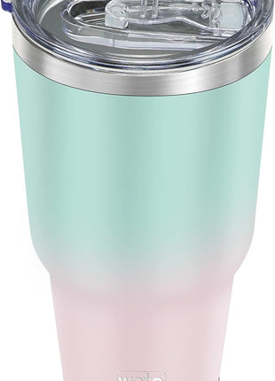WETOWETO 30oz Tumbler, Stainless Steel Vacuum Insulated Water Coffee Tumbler Cup, Double Wall Powder Coated Spill-Proof Travel Mug Thermal Cup for Home Outdoor (Green-Pink Gradient, 1 Pack)