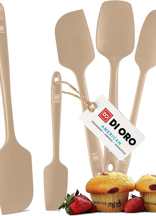 DI ORO Silicone Spatula Set - Rubber Kitchen Spatulas for Baking, Cooking, & Mixing - 600°F Heat-Resistant & BPA Free Silicone Scraper Spatulas for Nonstick Cookware - Dishwasher Safe (5pc, Clay)