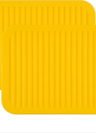 Silicone Trivets Mat Set Smithcraft 9"X12" Big Place Mat, Hot Pads, Kitchen Table Mat - Waterproof, (Set of 2) Non Slip, Flexible, Durable, Dishwasher Safe Color: Yellow