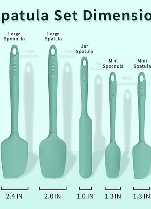 Coukre Silicone Spatula Set of 5,High Temperature Resistant, Food Grade Silicone, Dishwasher Safe, for Baking, Cooking (Pure Aqua Green)