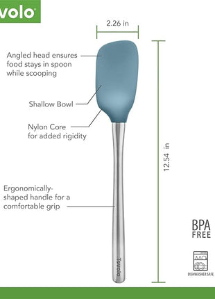 Tovolo Flex-Core Stainless Steel Handled Spoonula, Silicone Spoon Spatula Head With Ergonomic Grip Stainless Steel Handle, Dishwasher-Safe Kitchen Utensil