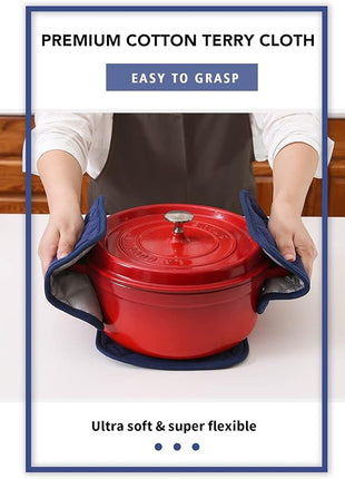 Joyhalo 6 Pack Pot Holders for Kitchen,Cotton Oven Holder with Great Heat Resistance,Non Slip Hot Pads for Kitchen Clearance,Dark Blue