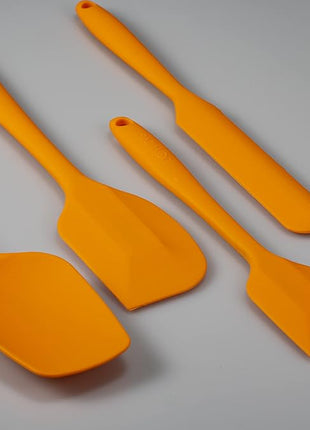 4 Piece Silicone Spatula Set, Flexible Heat Resistant Non-scratch Baking Cooking Rubber Spatulas with Stainless Steel Core, Orange