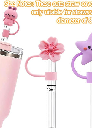15Pc Straw Cover for Stanley Cup, Silicone Straw Topper for Stanley Cup 30&40oz with Tumblers, 10mm 0.4in Lid Accessories (Reusable)