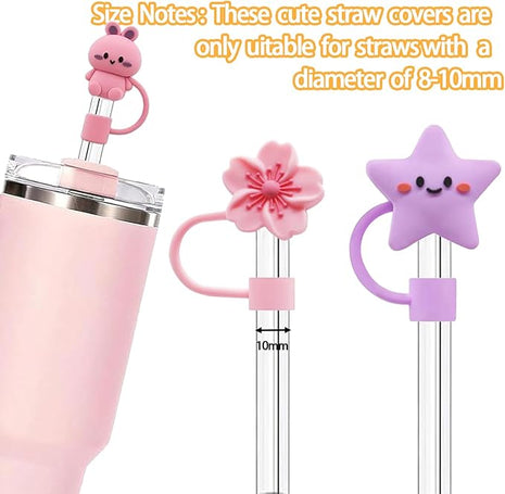 15Pc Straw Cover for Stanley Cup, Silicone Straw Topper for Stanley Cup 30&40oz with Tumblers, 10mm 0.4in Lid Accessories (Reusable)