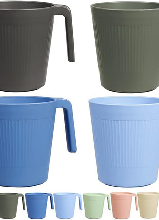 shopwithgreen Coffee Mugs Set of 8, Plastic Coffee Cups Set, 17 OZ Unbreakable Coffee Mugs with Handle Reusable Camping/Dorm/RV Drinking Cups for Adults/Kids Microwave & Dishwasher Safe