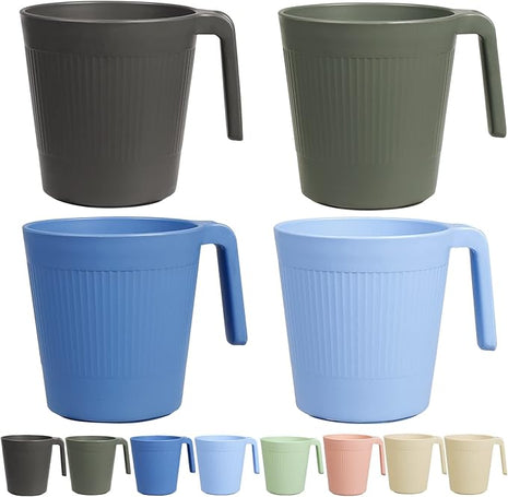 shopwithgreen Coffee Mugs Set of 8, Plastic Coffee Cups Set, 17 OZ Unbreakable Coffee Mugs with Handle Reusable Camping/Dorm/RV Drinking Cups for Adults/Kids Microwave & Dishwasher Safe